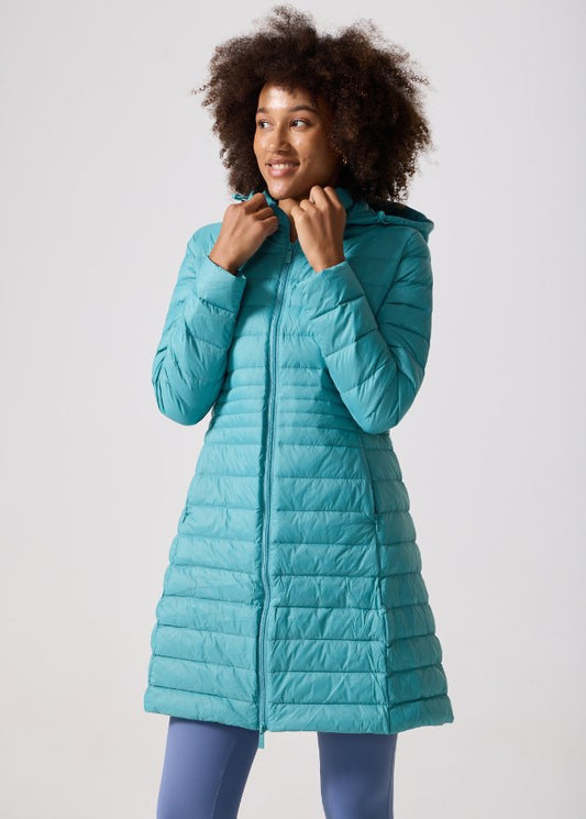 Aqua Duck Down Midi Puffer Coat - Duck Apparel