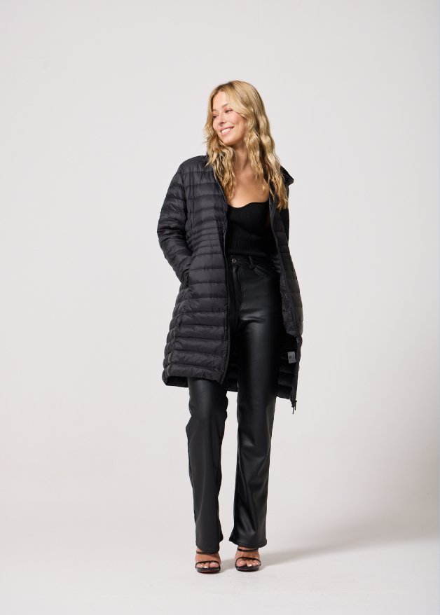 Black Duck Down Midi Puffer Coat - Duck Apparel