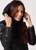 Black Leather Look Duck Down Puffer Jacket - Duck Apparel