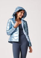 Blue Metallic Duck Down Puffer Jacket - Duck Apparel