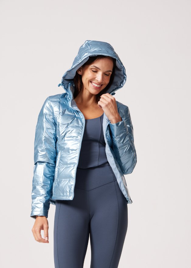 Blue Metallic Duck Down Puffer Jacket - Duck Apparel