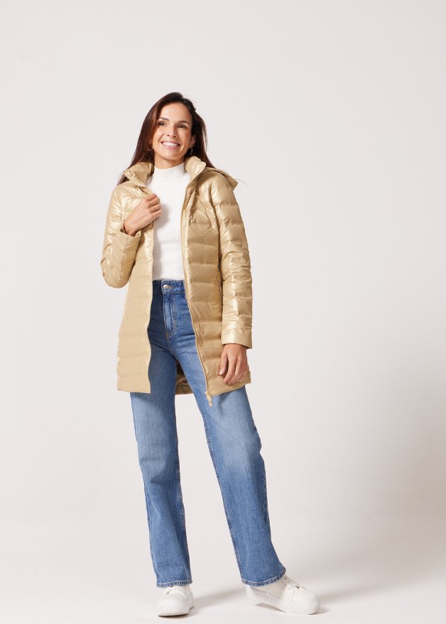 Gold Shimmer Duck Down Puffer Coat - Duck Apparel