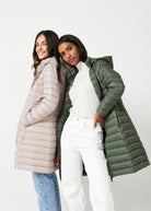 Latte Duck Down Midi Puffer Coat - Duck Apparel