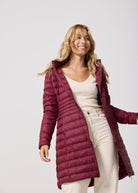 Maroon Duck Down Midi Puffer Coat - Duck Apparel