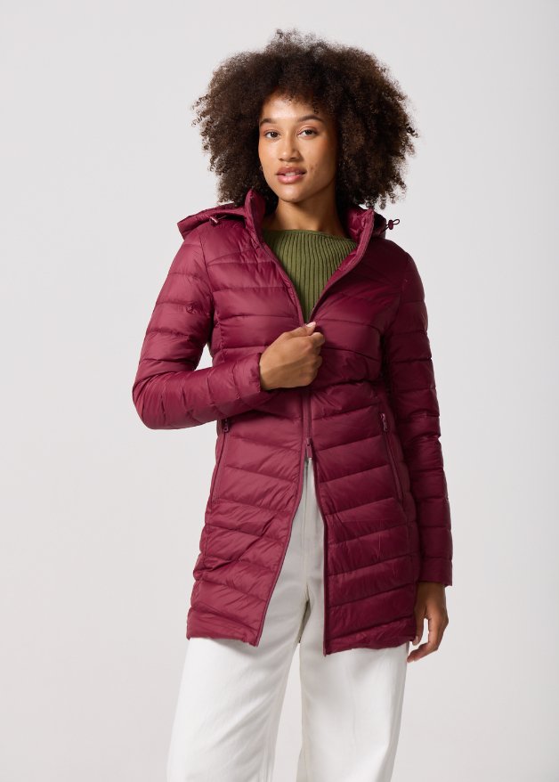 Maroon Duck Down Puffer Coat - Duck Apparel