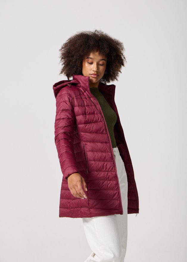 Maroon Duck Down Puffer Coat - Duck Apparel