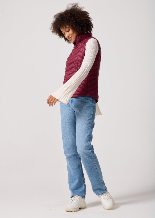 Maroon Duck Down Puffer Vest - Duck Apparel