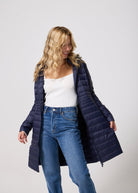 Navy Duck Down Midi Puffer Coat - Duck Apparel