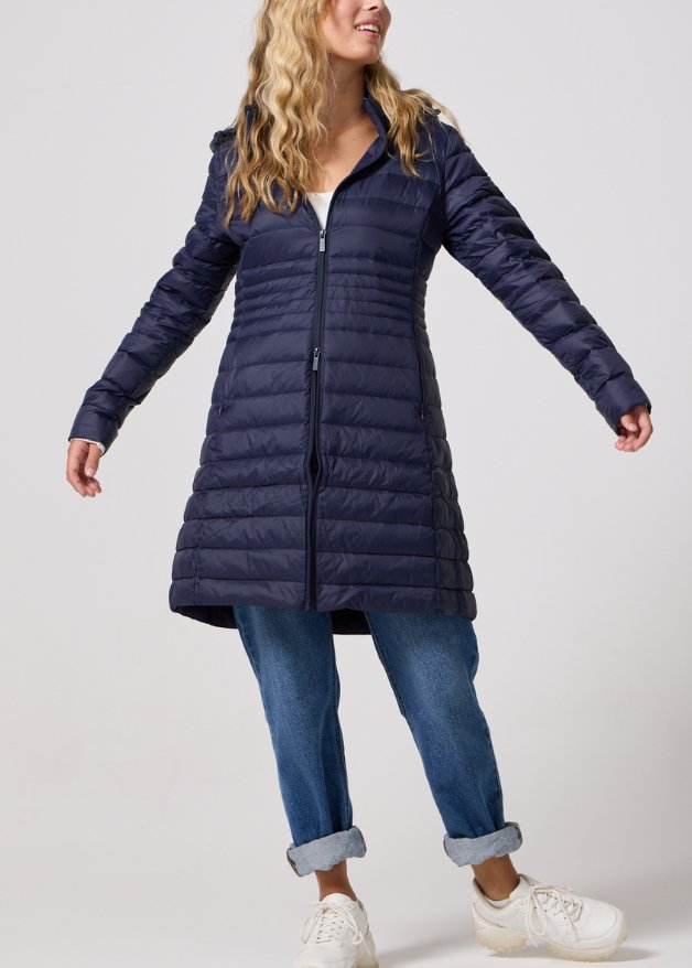 Navy Duck Down Midi Puffer Coat - Duck Apparel