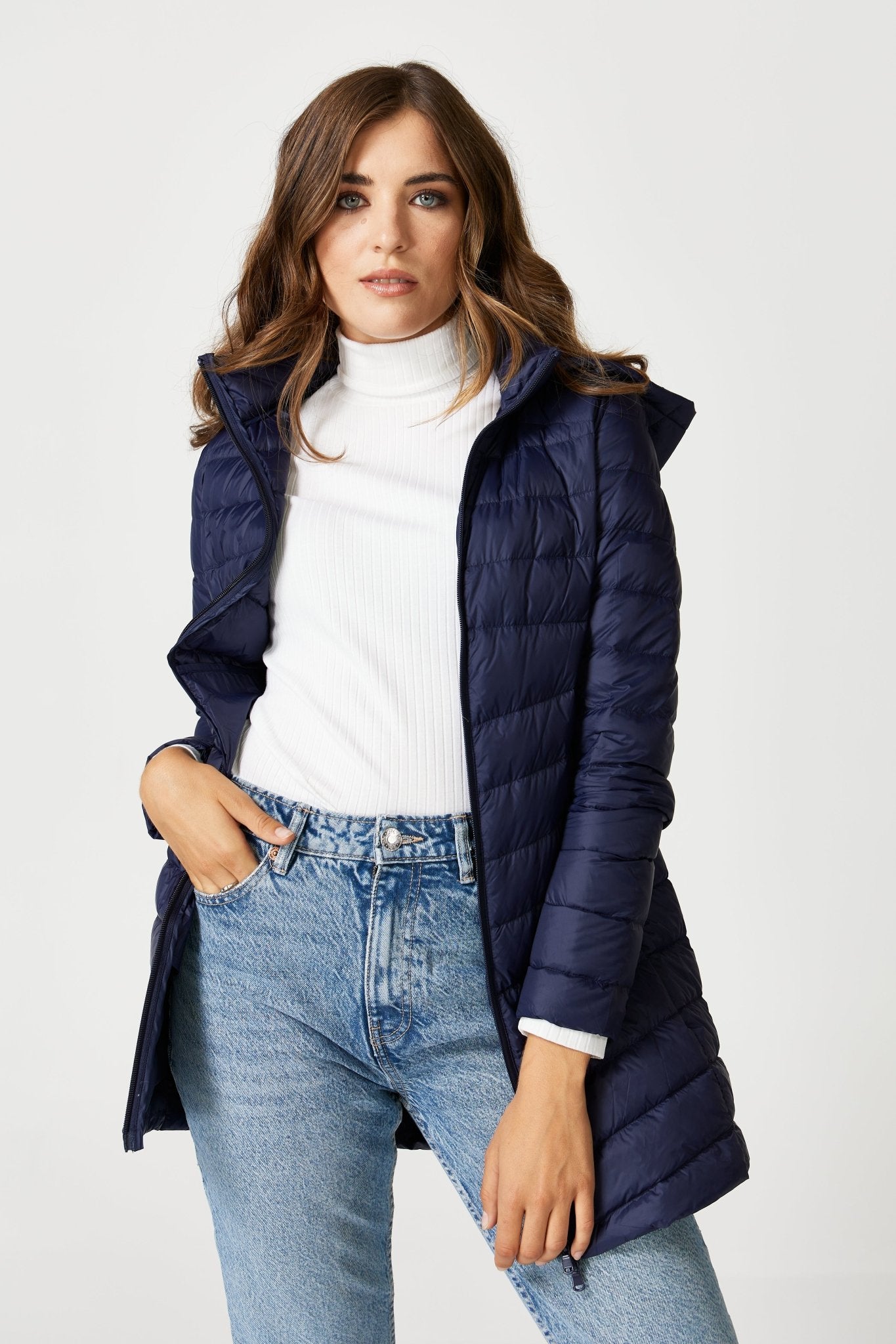 Navy Duck Down Puffer Coat - Duck Apparel