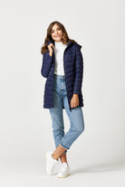 Navy Duck Down Puffer Coat - Duck Apparel