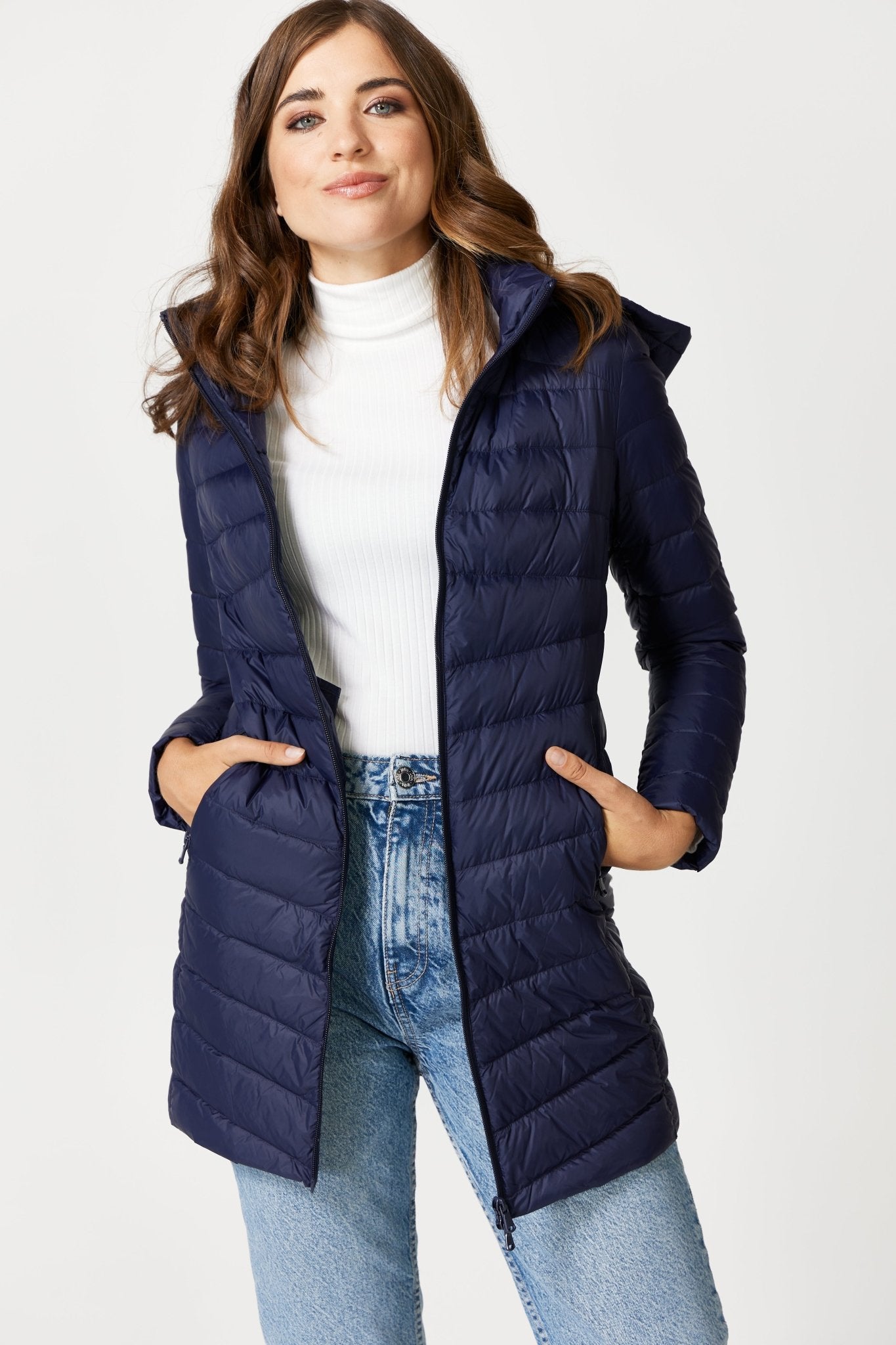 Navy Duck Down Puffer Coat - Duck Apparel