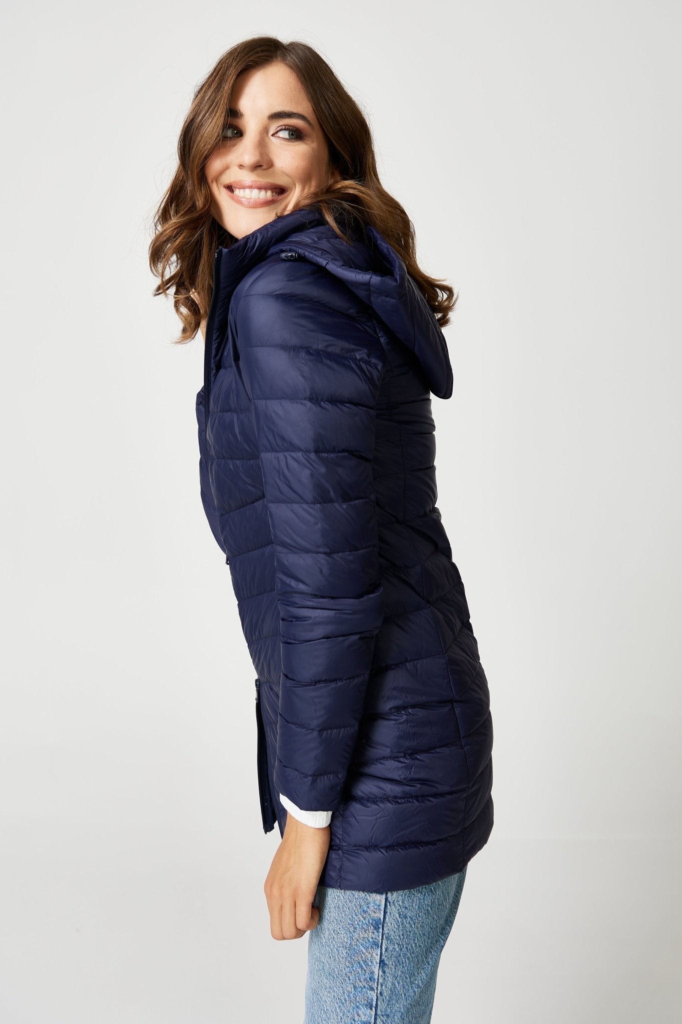 Navy Duck Down Puffer Coat - Duck Apparel