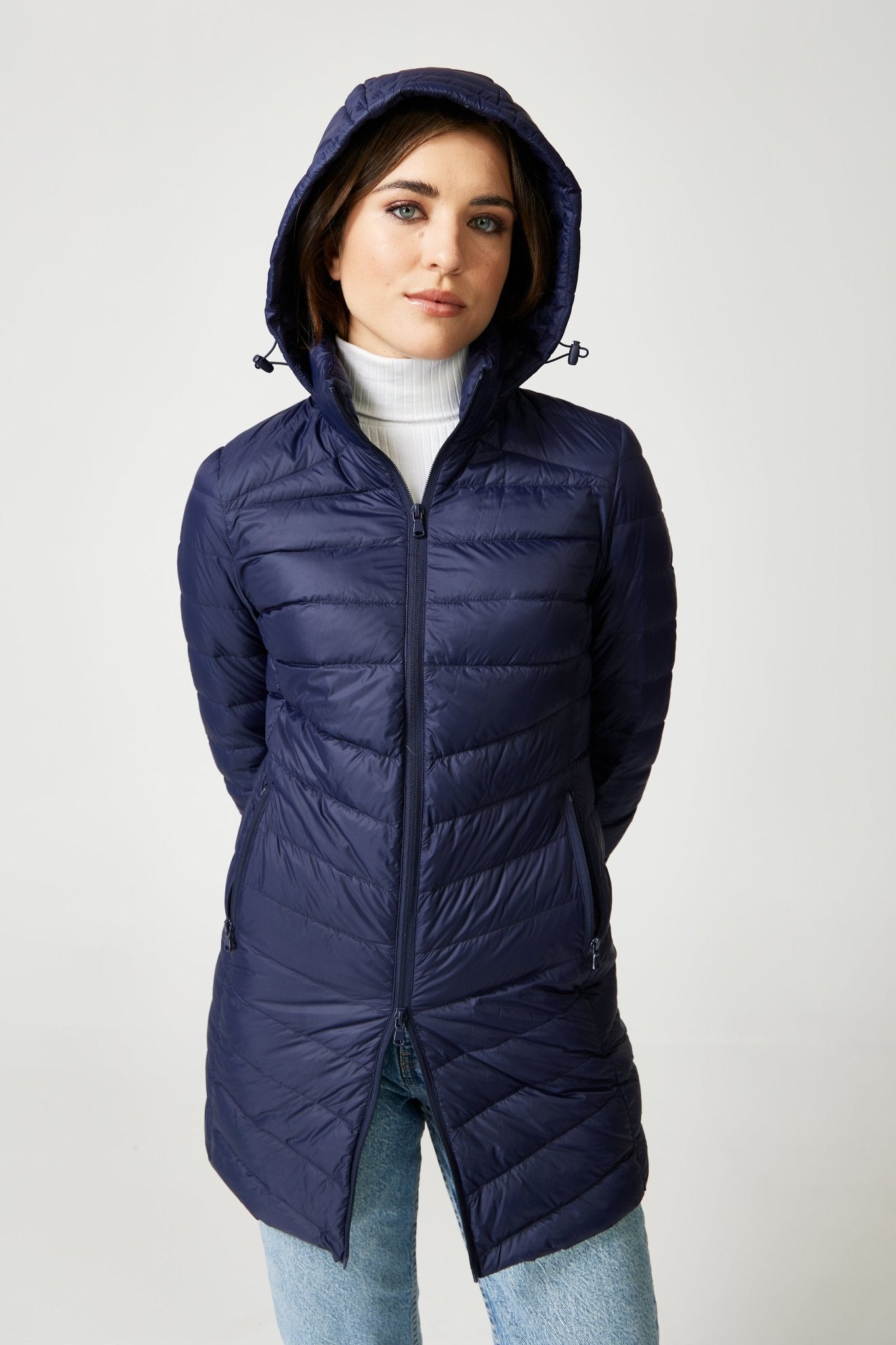 Navy Duck Down Puffer Coat - Duck Apparel