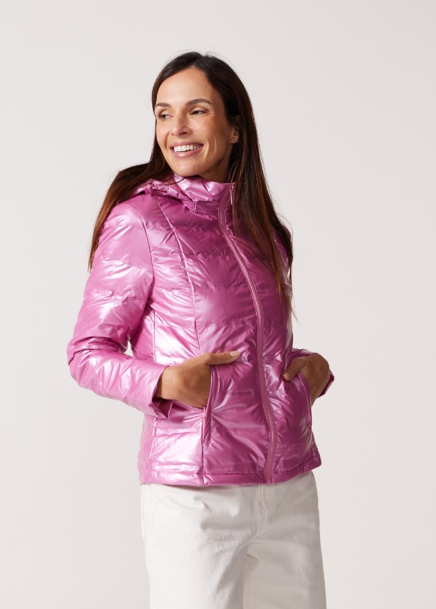 Pink Metallic Duck Down Puffer Jacket - Duck Apparel