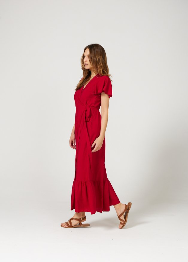 Red Wrap Dress - Duck Apparel