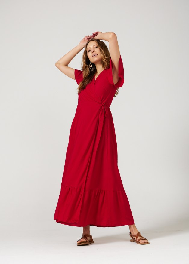 Red Wrap Dress - Duck Apparel