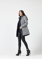 Reversible Black Houndstooth Duck Down Puffer Coat - Duck Apparel