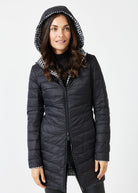 Reversible Black Houndstooth Duck Down Puffer Coat - Duck Apparel