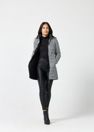 Reversible Black Houndstooth Duck Down Puffer Coat - Duck Apparel