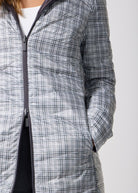 Reversible Charcoal Check Duck Down Puffer Coat - Duck Apparel