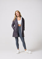 Reversible Charcoal Check Duck Down Puffer Coat - Duck Apparel