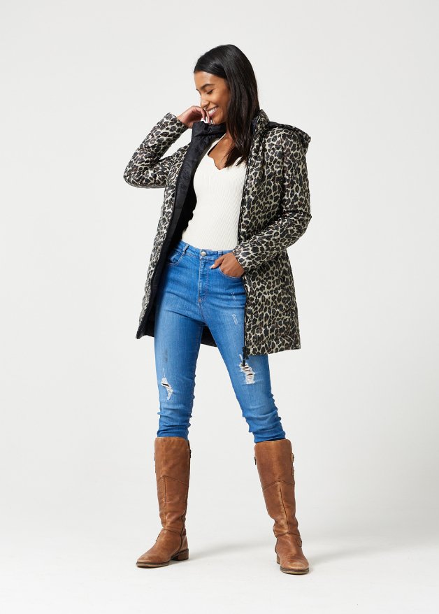 Reversible Classic Leopard Duck Down Puffer Coat - Duck Apparel