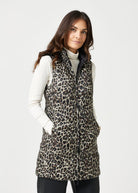 Reversible Classic Leopard Longline Duck Down Puffer Vest - Duck Apparel