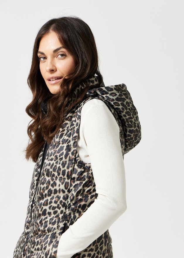 Reversible Classic Leopard Longline Duck Down Puffer Vest - Duck Apparel