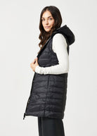 Reversible Classic Leopard Longline Duck Down Puffer Vest - Duck Apparel