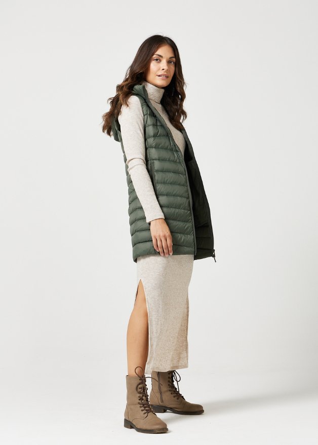 Sage Longline Duck Down Puffer Vest - Duck Apparel