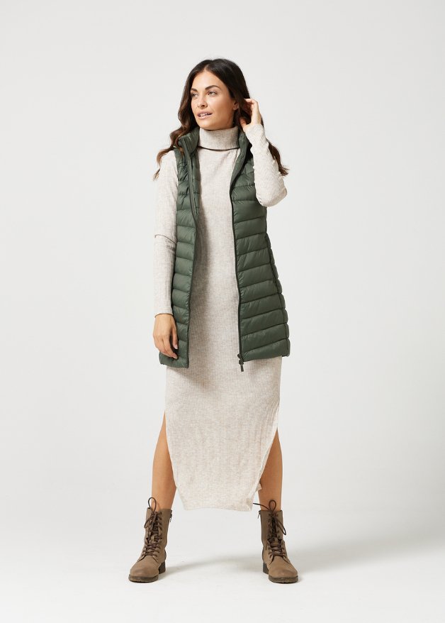 Sage Longline Duck Down Puffer Vest - Duck Apparel