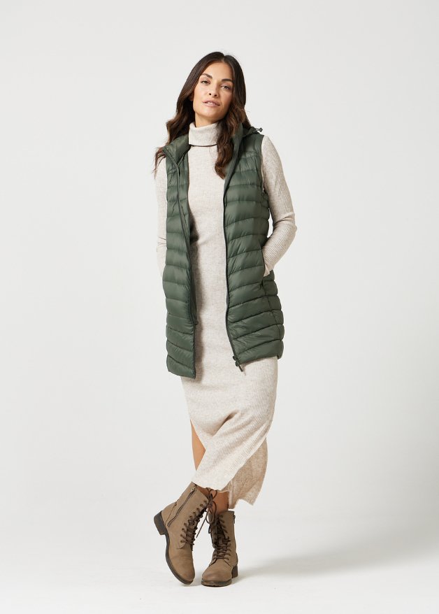 Sage Longline Duck Down Puffer Vest - Duck Apparel