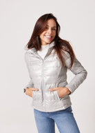 Silver Shimmer Duck Down Puffer Jacket - Duck Apparel