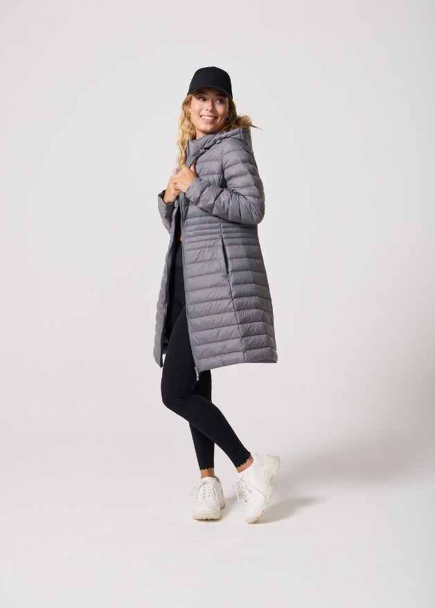 Smoke Duck Down Midi Puffer Coat - Duck Apparel