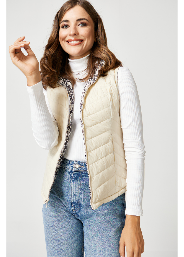 Reversible Pearl/ Python Duck Down Vest | Duck Apparel