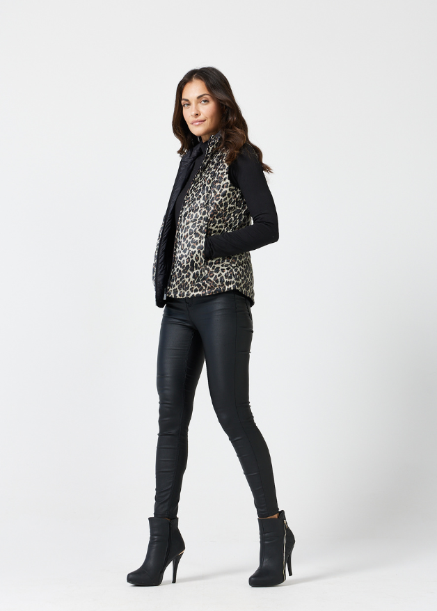 Reversible Classic Leopard Duck Down Puffer Vest - Duck Apparel 